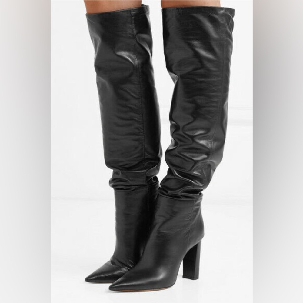 Alexandre Birman Anna Slouch Over The Knee Boots Black Leather 36.5 6.5 $1,125